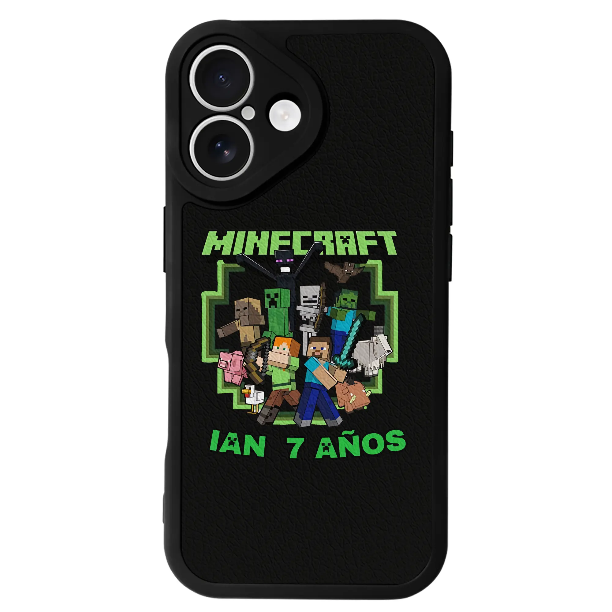 マイクラ グッズ  マイクラ - IPhone 16シリーズ対応 ・ シリコンスマホケース ・ レザー調 ・ 高精度フィット ・ 耐衝撃 ・ ワイヤレス充電対応 ・ 精密カット